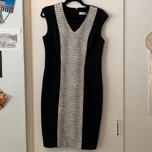 Calvin Klein Color Block Animal Print Sheath Dress Size 8